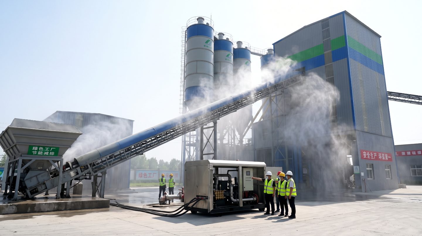 High-efficiency application and practice of high-pressure dust removal system in concrete mixing plant